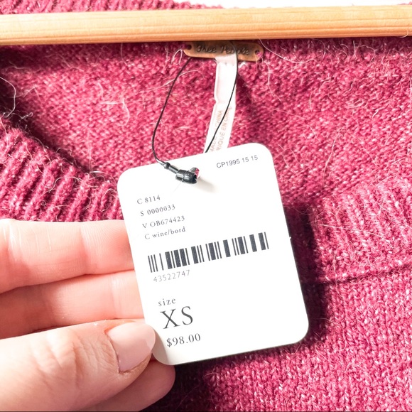 NWT FREE PEOPLE Alpaca Complete Me Wine Sweater - Picture 7 of 7